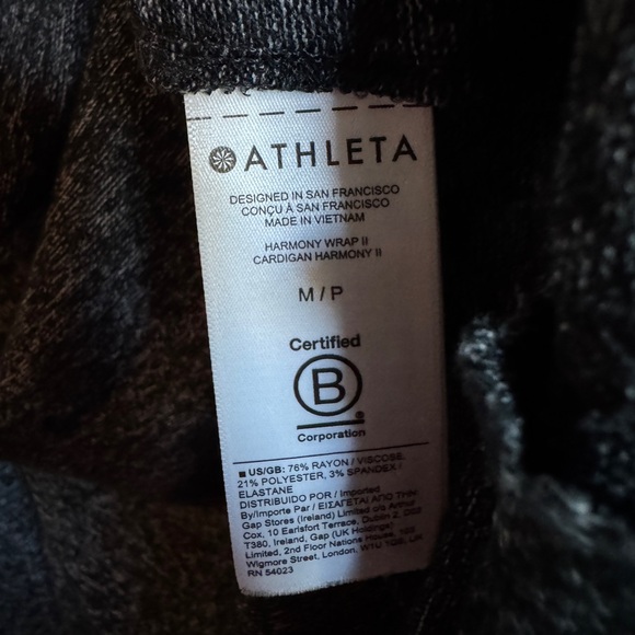 Athleta Harmony Wrap Cardigan Medium Petite Dark Gray Hooded Open Front Duster - Picture 7 of 13